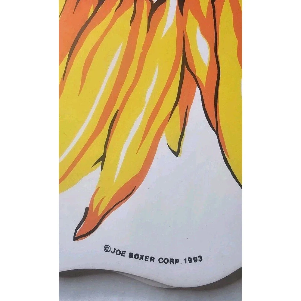 Vintage 1993 Joe Boxer Sunflower Vinyl Placemats Set of 4 Die Cut Retro Kitchen